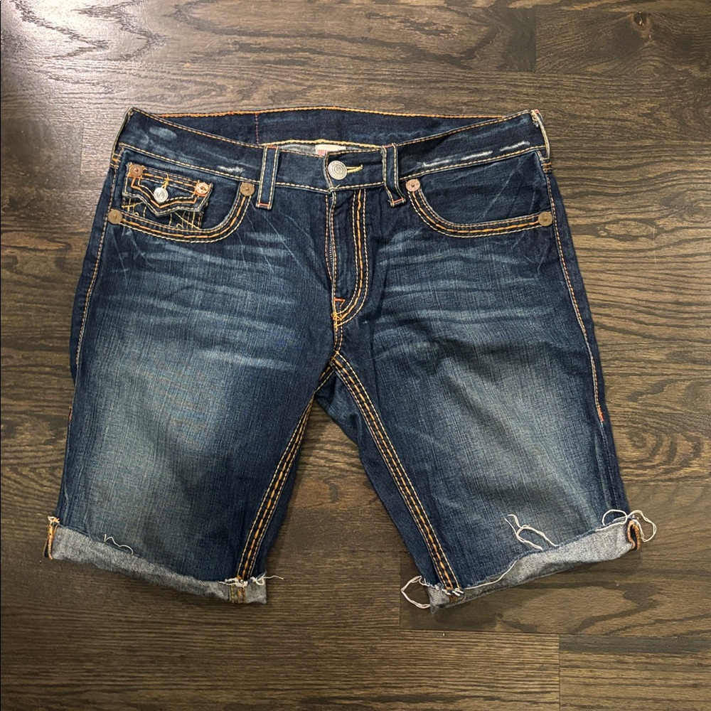 True Religion Dark Blue Jean Shorts